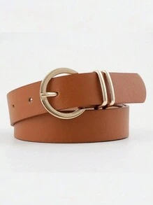 1 Peça Cinto de Cintura de Couro Feminino com Fivela Dourada para Denim, Vestidos e Macacões de Verão, Escola
