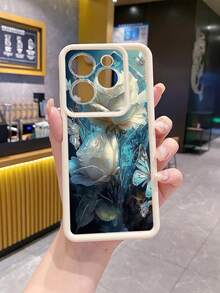 1 pièce Étui de protection pour smartphone compatible avec iPhone/Galaxy/Infinix/Redmi/OPPO/VIVO/MOTO/Honor/Oneplus/Itel/Tecno avec double fleur blanche - Blanc - Voir 4