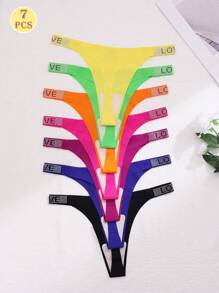 Bộ 7 quần lót lọt khe lưng thấp co giãn nhiều màu phong cách Giáng sinh dành cho nữ - Nhiều màu - Xem 2