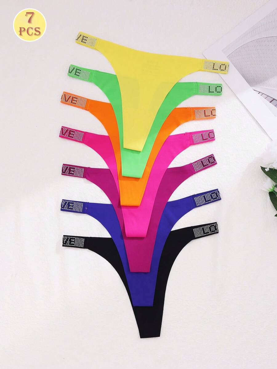 Bộ 7 quần lót lọt khe lưng thấp co giãn nhiều màu phong cách Giáng sinh dành cho nữ - Nhiều màu - Xem 1