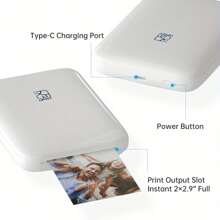 HPRT MT53 A Mini High-Definition Wireless Portable Photo Printer That Can Be Directly Connected To A Mobile Phone. It Supports Color High-Definition Restoration And Is Compatible With IOS/Android Devices. It Uses ZINK Printing Technology And Can Also Print High-Definition Restorations Of Videos For VR. It Is Convenient To Carry Around For Easy Printing Of 3-Inch Photos. - 白色 - 查看 4
