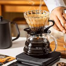 1PC Range Server Clear Range Server Clear Glass Coffee Server For Drip Coffee Maker, Standard Glass Coffee Carafe, Coffee Pot With Lid, Clear, 01 360ml(12oz) Pour Over Coffee Maker Back To School