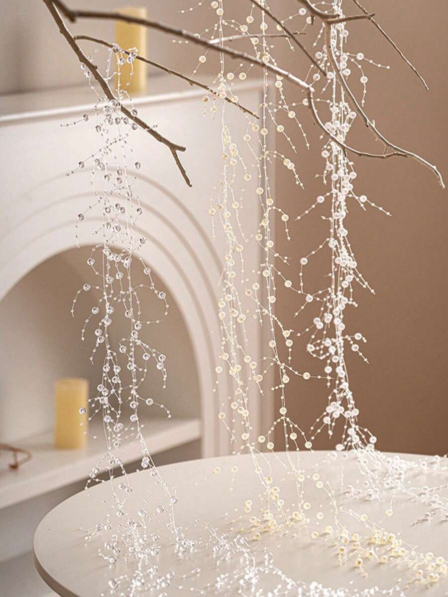 1 pieza Guirnalda de perlas falsas de 150 cm, decoración DIY para ramos de flores, centro de mesa para bodas, decoración del hogar, decoración de habitaciones, decoración de paredes, regalos de cumpleaños, graduación, decoraciones navideñas