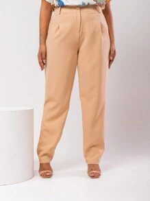 Gigi Estilo Women's Plus Size Tailored Set, Trousers And Formal Blouse - 白花/裸色 - 查看 3