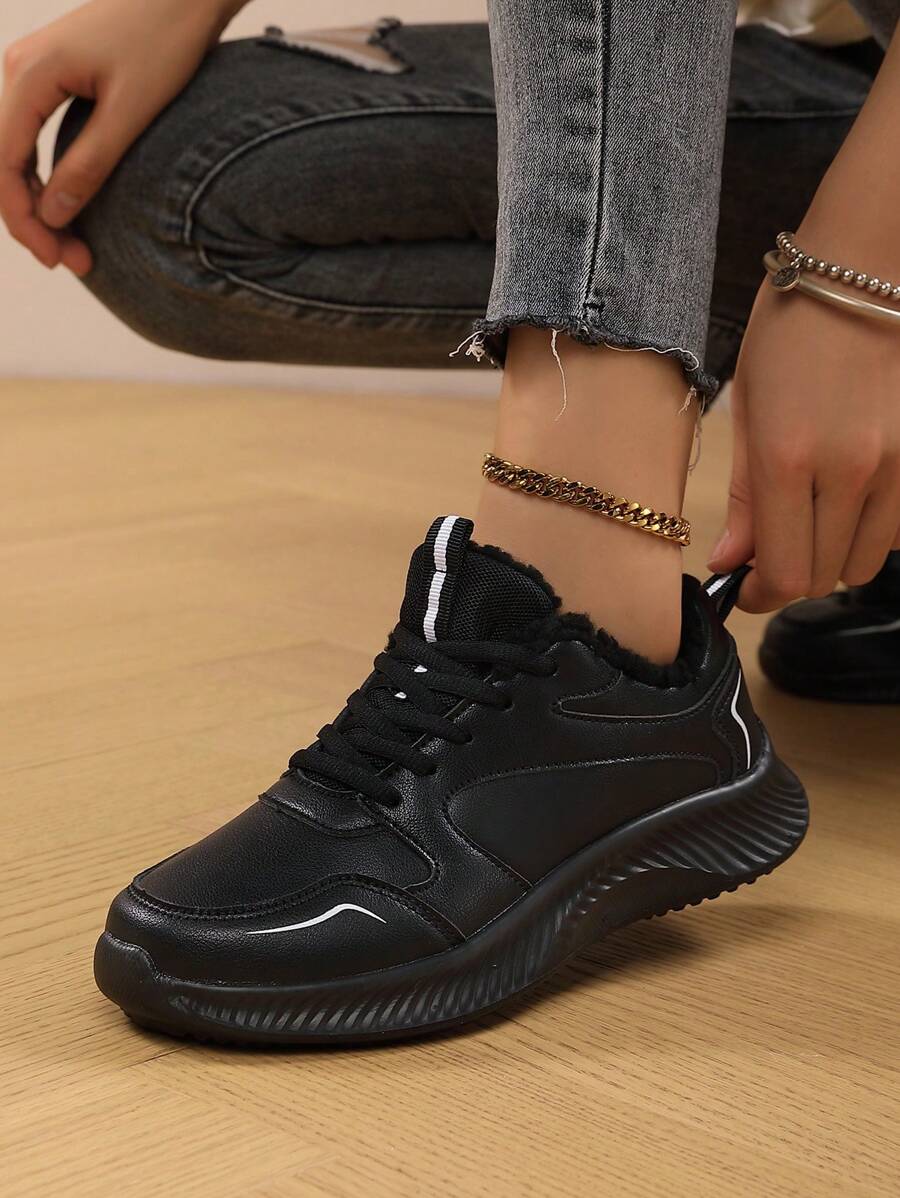 2024 Winter New Comfortable Lightweight Non-Slip Warm Work Shoes Construction Site Deodorization Ultra-Light Soft Sole Breathable Ultra-Light Work Shoes Women's Winter Warm Work Shoes - Black - View 1
