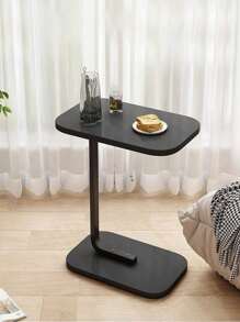 Mesa auxiliar para sofá cama, mesa auxiliar nordica en forma de U con tabloide, pequeña mesa auxiliar para todo uso, elegante y moderna - Negro - Ver 4