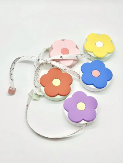 1pc Macaron Color Mini Flower Retractable Tape Measure, Double-Sided Ruler, For Measuring Length, Height, Distance, Chest, Waist, Hip, Body, Garment