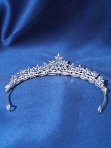 1 pieza Elegante corona de boda de aleación, adecuada para mujeres, se puede usar para decoración de boda o fiesta de cumpleaños, mostrando un estilo real, verano, playa - Plateado - Ver 7