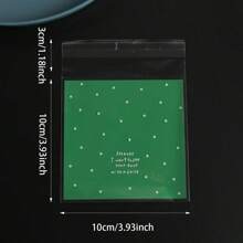 100个圣诞绿红圆点自封袋10*10cm烘焙包装袋新鲜圆点自封袋月饼礼品面包食品包装袋 - 綠色 - 查看 7