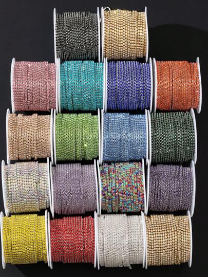 1 Roll 450cm Super Shiny Rhinestone Chain, Suitable For Nail Art, Shoes, Phone Cases, Wedding Dresses And Other DIY Decoration