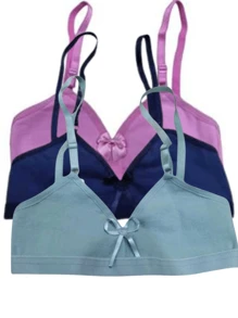 Kit 3 Bras For Girls And Teenagers In Cotton Without Underwire Basic Youth Bra - 彩色 - 查看 1