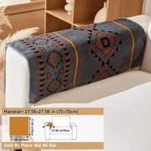 1pc Boho Stijl Pluche Bankhoes, Antislip 4 Seizoenen Universele Bedrukte Bankbeschermer, Huisdiervriendelijk Anti-Kras Bankkussen, Geschikt Voor Woonkamer, Slaapkamer, Kantoor
