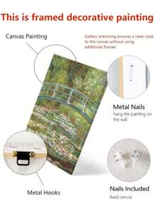 1入組帆布海報，克洛德莫內《睡蓮池上的橋》名畫復古藝術海報經典印刷家居牆壁裝飾客廳、臥室、牆壁裝飾、家居裝飾，無框 - 彩色 - 查看 9