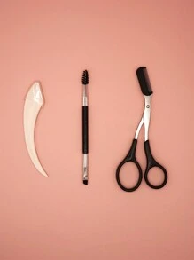 3 件装便携式眉毛修剪剪刀、斜角刷、螺旋眉刷、眼部化妆刷套装 - 彩色 - 查看 9