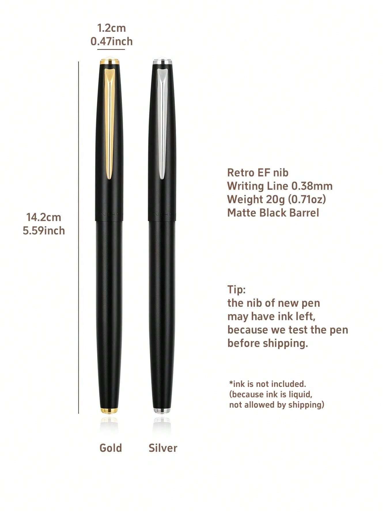 Jinhao 911 Füllhalter Neue Version Matt Schwarzer Schaft, Goldsilberner ...
