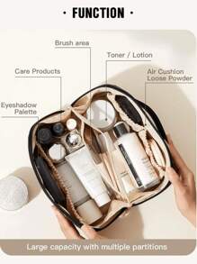 1pc Large Capacity Travel Makeup Bag, Multi-Functional Cosmetic Organizer Pouch, Waterproof Toiletry Bag, Portable Makeup Pouch With Compartments, Ideal For Back To School
