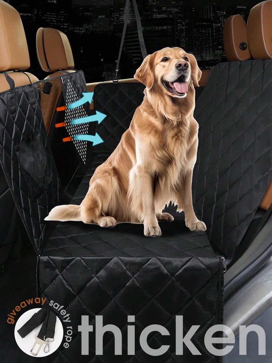 加厚防水牛津布汽车宠物垫 - 防污狗垫，让汽车行驶干净舒适，后座狗车座套，防水座椅保护，带防刮宠物吊床，可清洗防滑后座保护垫，适合汽车、卡车和 SUV - 彩色 - 查看 1