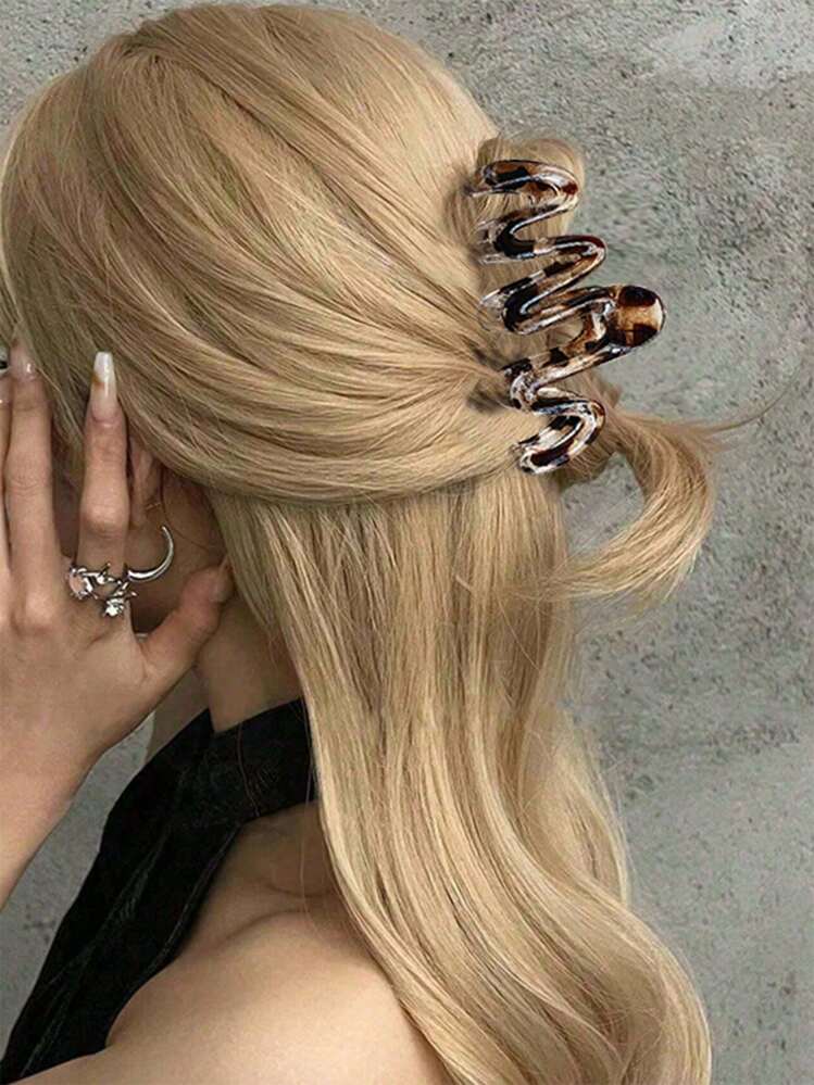 3 peças/2 peças Grampos de Cabelo Elegantes com Estampa de Leopardo Ondulado para Mulheres, Adequados para Coque, Trança, Penteado Diário, Encontros, Férias, Festas, Transporte, Grampos de Cabelo para Casa, Acessórios de Cabelo para Escola, Faculdade, Outono e Inverno para Mulheres - Multicolorido - Visão 3