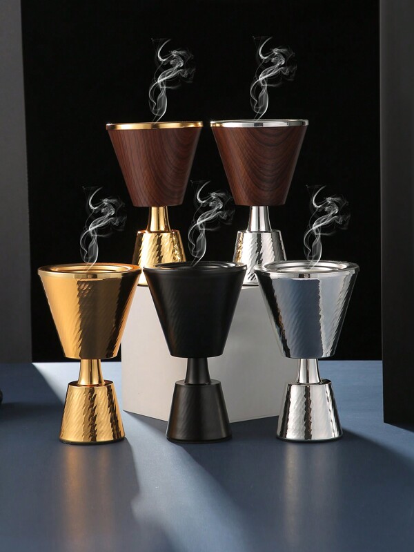 ALAMAMARA 1 pieza, Quemador de incienso de oro y plata, estilo artesanía de hierro, para el Ramadán, Ramadán Kareem, Ramadán Mubarak, Eid Mubarak, Eid Al-Fitr, adecuado para decoración del hogar, oficina, sala de estar, cocina, necesario para banquetes, ambiente de alta gama, empaque independiente en caja de color, oro y plata, grano de madera, primavera