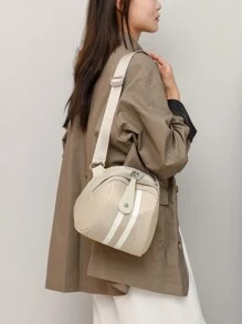 女士时尚休闲斜挎包 - 米色 - 查看 4