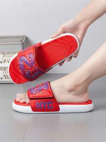 QuickSurf New Style Men's Number 23 Design Thick Sole Hook & Loop Slide Sandals - Red - View 2