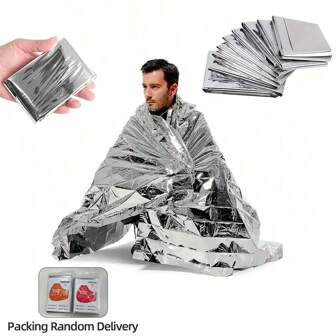 Mantas térmicas de Mylar para kits de primeros auxilios, equipo compacto y resistente al agua para desastres naturales, retiene el calor corporal 51.18*82.67 pulgadas, entrega al azar