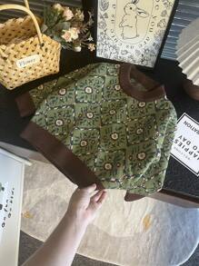 1pc Young Boy Knitted Sweater, Green Argyle Crew Neck Pullover, Warm Winter - Green - View 9