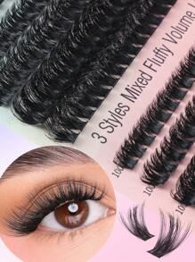 CMAYOME DIY Fluffy Lash Extension Kit - 290pcs 10mm-18mm 60D To 100D Full Range Of Lengths Available, Natural To Voluminous Styles Customizable, Create Homemade Makeup Looks For Daily Wear To Party Events - Black - View 5