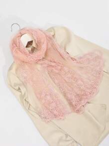 1件装女士多色花卉刺绣手工蕾丝围巾，时尚甜美，适合春夏秋季，可作披肩、头饰或配饰，情人节礼物之选。 - 彩色 - 查看 3