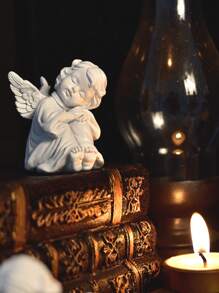 Figurita decorativa de ángel lector de estilo nórdico para el escritorio - Blanco - Ver 1