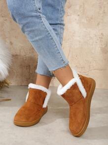 Neue Mode dicke Sohle wasserdichte thermische retrocharmante Paare Knöchel Schneestiefel, rutschfeste weiche Sohle, geruchsresistent, Schlupfeinstieg, für Frühling, Herbst und Winter