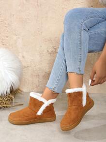 Neue Mode dicke Sohle wasserdichte thermische retrocharmante Paare Knöchel Schneestiefel, rutschfeste weiche Sohle, geruchsresistent, Schlupfeinstieg, für Frühling, Herbst und Winter