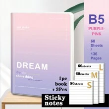 1pc, B5/A5, 136pages, Waterproof Soft PP Cover Notebook, Colorful Minimalist Diary Notebook, Lined Journal, Ideal For Office, Home, School Note Taking.