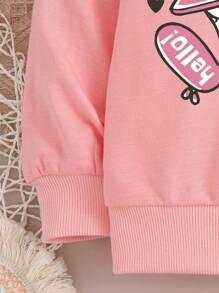 Bộ áo nỉ cổ tròn in họa tiết kỳ lân và quần legging cho bé gái tuổi teen - Hồng - Xem 4