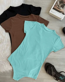 Bory Women's Crew Neck Bodysuit Summer Blogger 2024 - 淺藍色 - 查看 2
