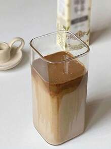 1pc 400ml Clear Straw Bottle, Modern Glass Coffee Cup For Home, Office - Clear - View 3