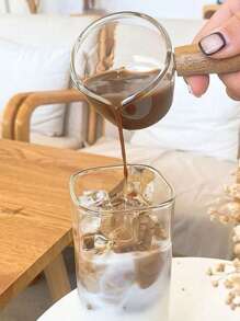 1pc 400ml Clear Straw Bottle, Modern Glass Coffee Cup For Home, Office - Clear - View 4