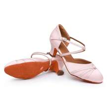 Zapatos de baile latino para mujer, para salsa, tango y vals, con tacón de 5/7 cm (talla 34-41 UE). - Tacón rosa de 5 cm. - Ver 2