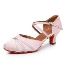 Zapatos de baile latino para mujer, para salsa, tango y vals, con tacón de 5/7 cm (talla 34-41 UE). - Tacón rosa de 5 cm. - Ver 1