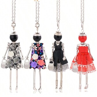 1 Piece Women Necklace Flower Jewelry Long Pendent Friend Cute Red Birthday Wedding Charm Girl Gifts Wholesale Valentines