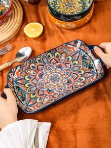 1 pieza Plato de cerámica con forma de pez estilo bohemio para dos orejas, con 4 opciones de color, diseño anti-quemaduras, adecuado para cocinar pescado al vapor, platos de acompañamiento y fruteros en el hogar - Multicolor - Ver 3