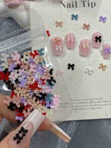 100 件迷你树脂蝴蝶结饰物，多种颜色可选 - 非常适合手机壳、剪贴簿、珠宝和美甲装饰 美甲用品 美甲 美甲宝石 - 彩色 - 查看 1