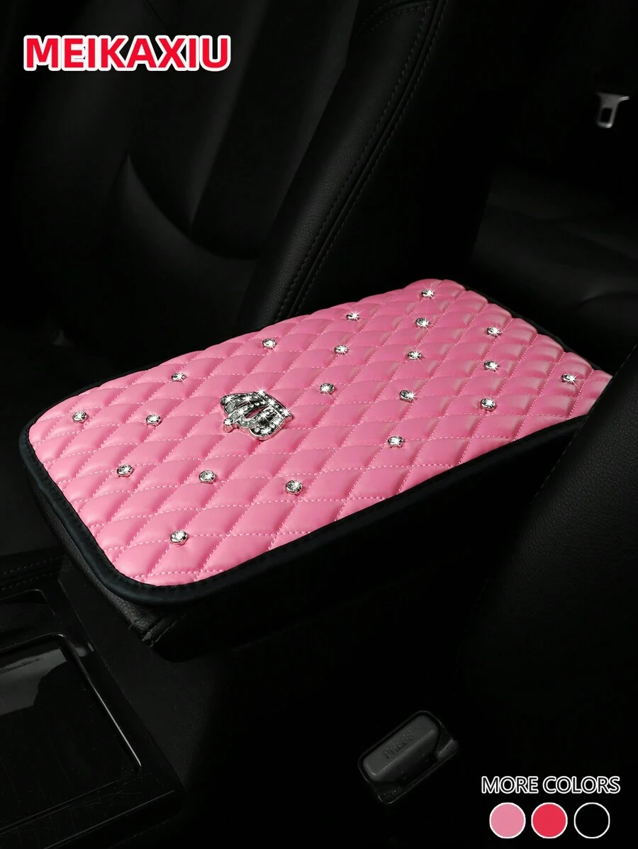 MEIKAXIU 1 件 Bling-Bling 钻石镶嵌 PU 仿皇冠舒适柔软新款汽车扶手垫男女通用，四季皆宜