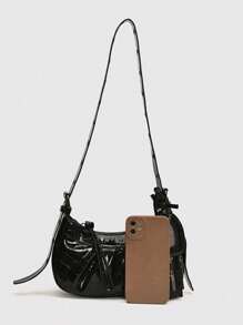 2024 新款手提包时尚包铆钉机车包三件套单肩带斜挎包 - 黑色 - 查看 4