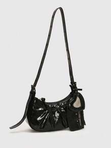 2024 新款手提包时尚包铆钉机车包三件套单肩带斜挎包 - 黑色 - 查看 2