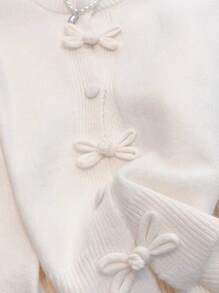 JIANHU Spring Bowknot Knit Cardigan, Cropped Design For Petite Fit, Elegant And Versatile For A Stylish Look