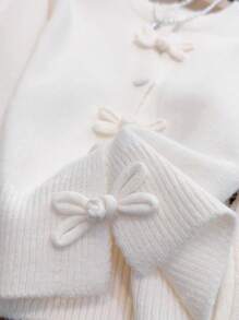 JIANHU Spring Bowknot Knit Cardigan, Cropped Design For Petite Fit, Elegant And Versatile For A Stylish Look