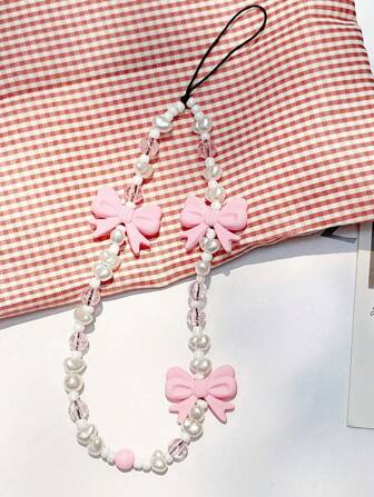 1pc Pearl Pink Butterfly Cute Phone Lanyard Gifts For Mother, Family, Friends, Birthday, Holiday Phone Charm, Phone Chain