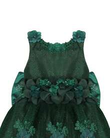 Maylin Romina Girl's Long Party Dress - Dark Green - View 3