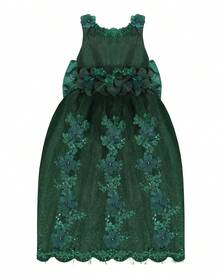Maylin Romina Girl's Long Party Dress - Dark Green - View 1